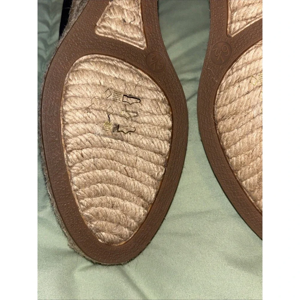 J. Crew Preppy Navy Blue Canvas Espadrille Wedges Jute Heel Size 6.5